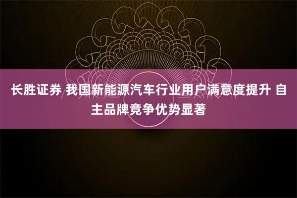 长胜证券 我国新能源汽车行业用户满意度提升 自主品牌竞争优势显著
