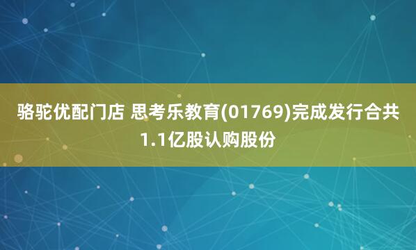 骆驼优配门店 思考乐教育(01769)完成发行合共1.1亿股认购股份