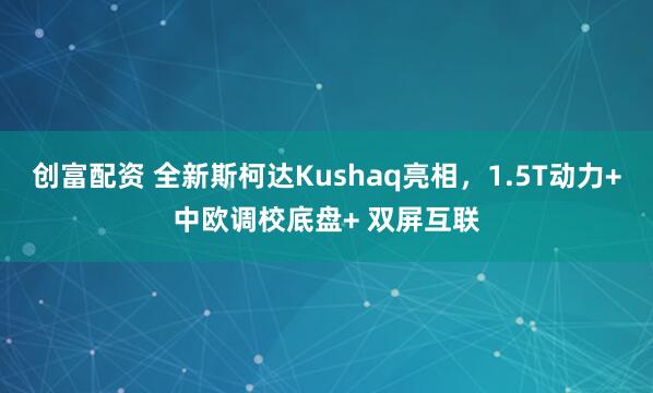创富配资 全新斯柯达Kushaq亮相，1.5T动力+中欧调校底盘+ 双屏互联