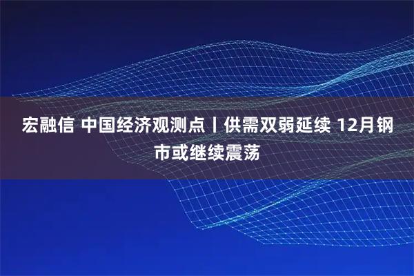 宏融信 中国经济观测点丨供需双弱延续 12月钢市或继续震荡